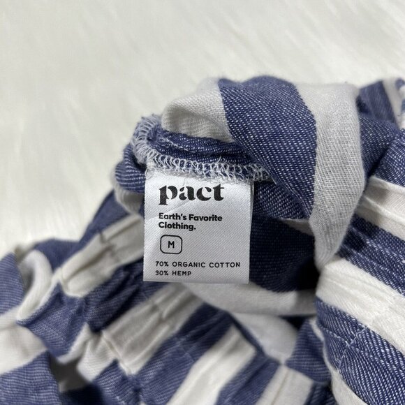 Pact Women's Size Medium Blue White‎ Stripe Organic Cotton Hemp Pull On Pants - Picture 9 of 10
